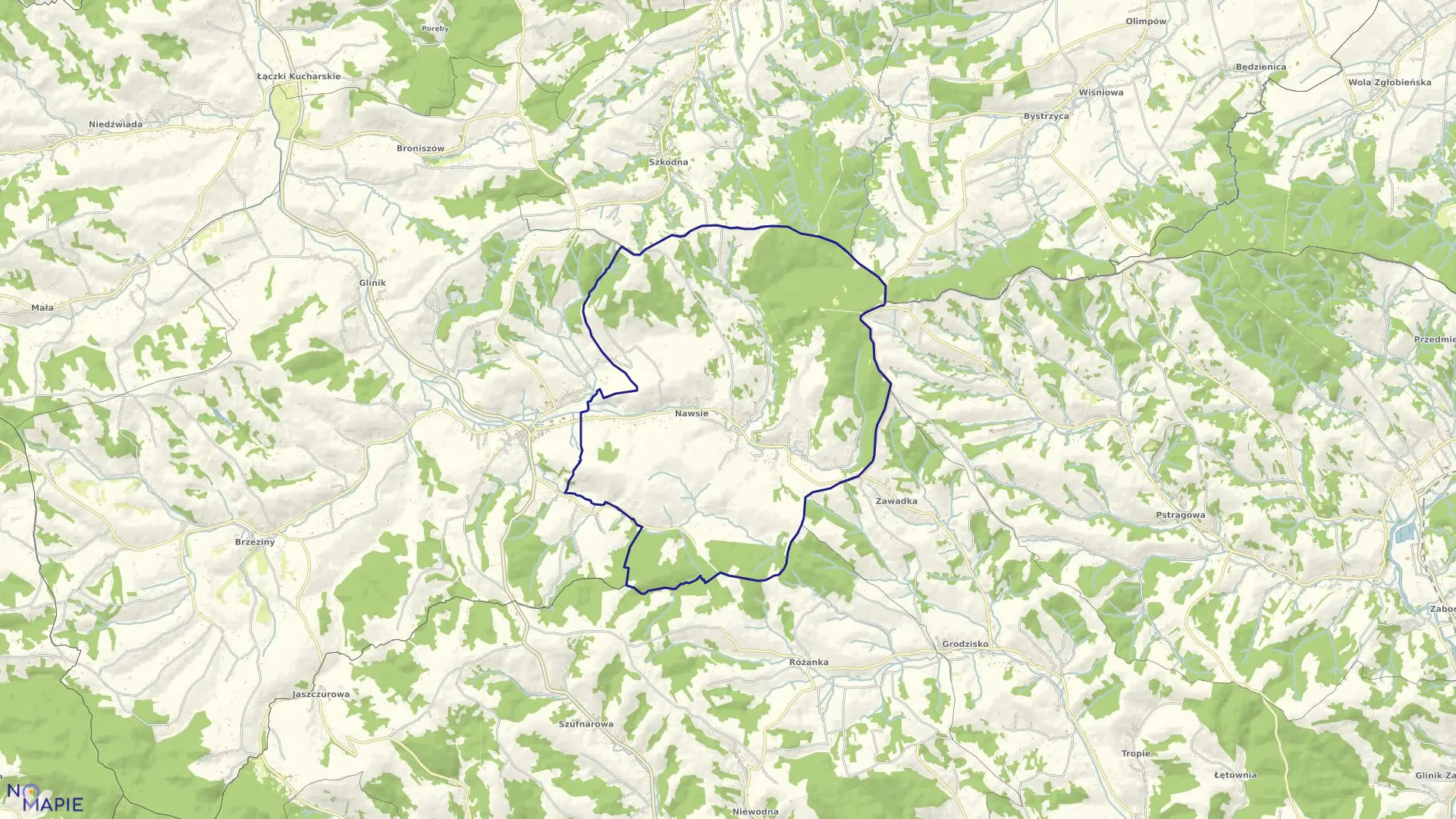 Mapa obrębu NAWSIE w gminie Wielopole Skrzyńskie