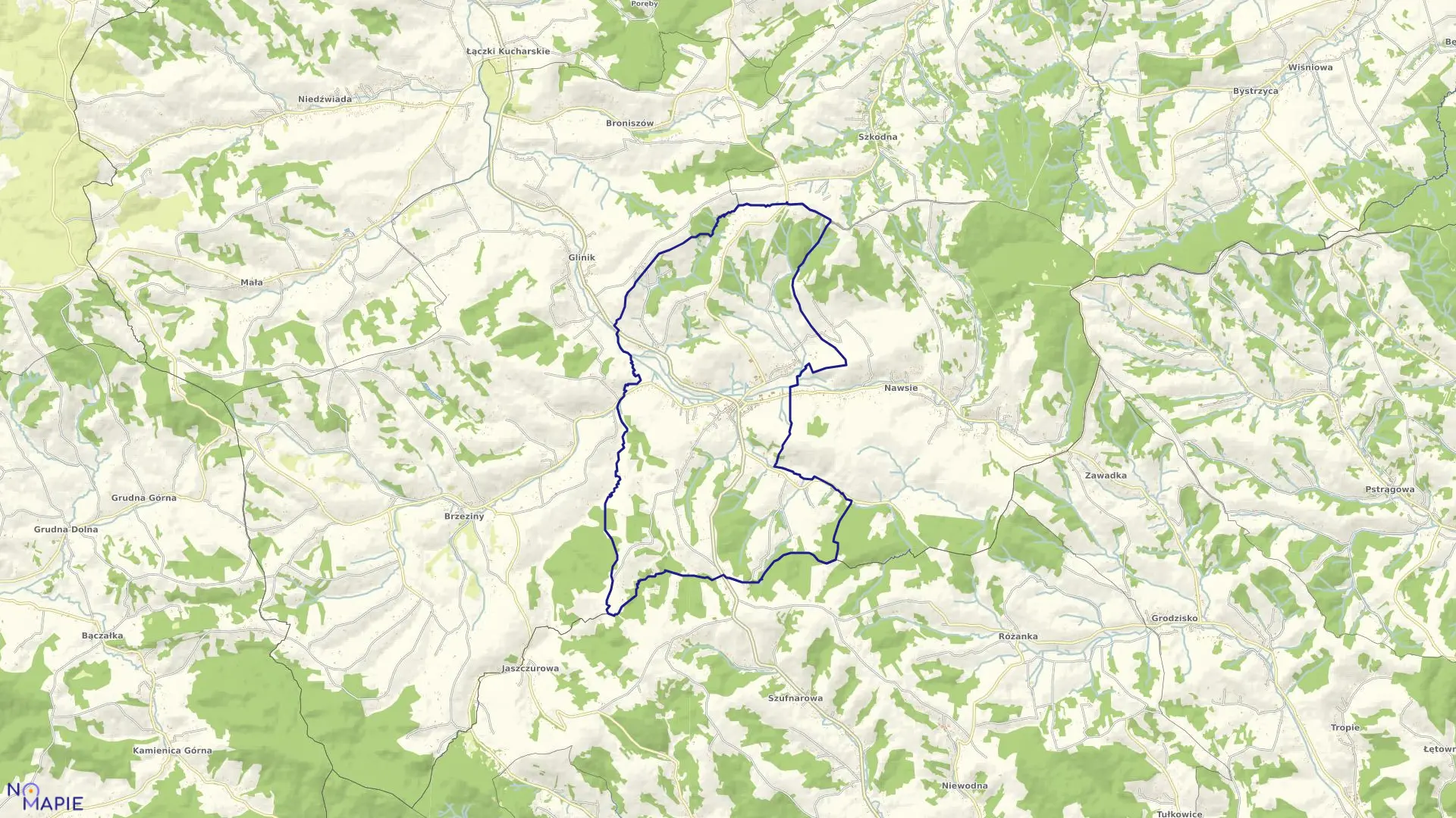 Mapa obrębu WIELOPOLE SKRZYŃSKIE w gminie Wielopole Skrzyńskie
